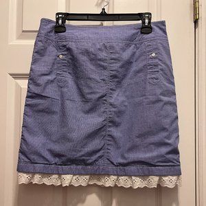 Polo by Ralph Lauren size 16 32/33 blue skirt with white lace